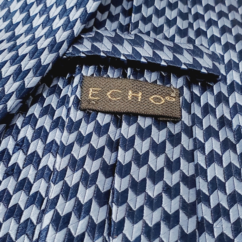 Echo Necktie Blue Geometric Pattern Jacquard Fabr… - image 3